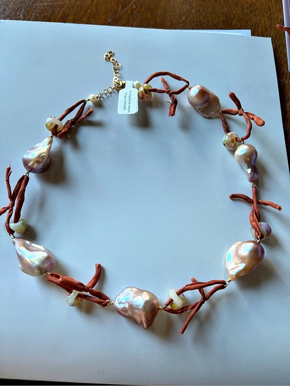 KK BUTEAU Pink & White Pearl Statement Necklaces set NWT
